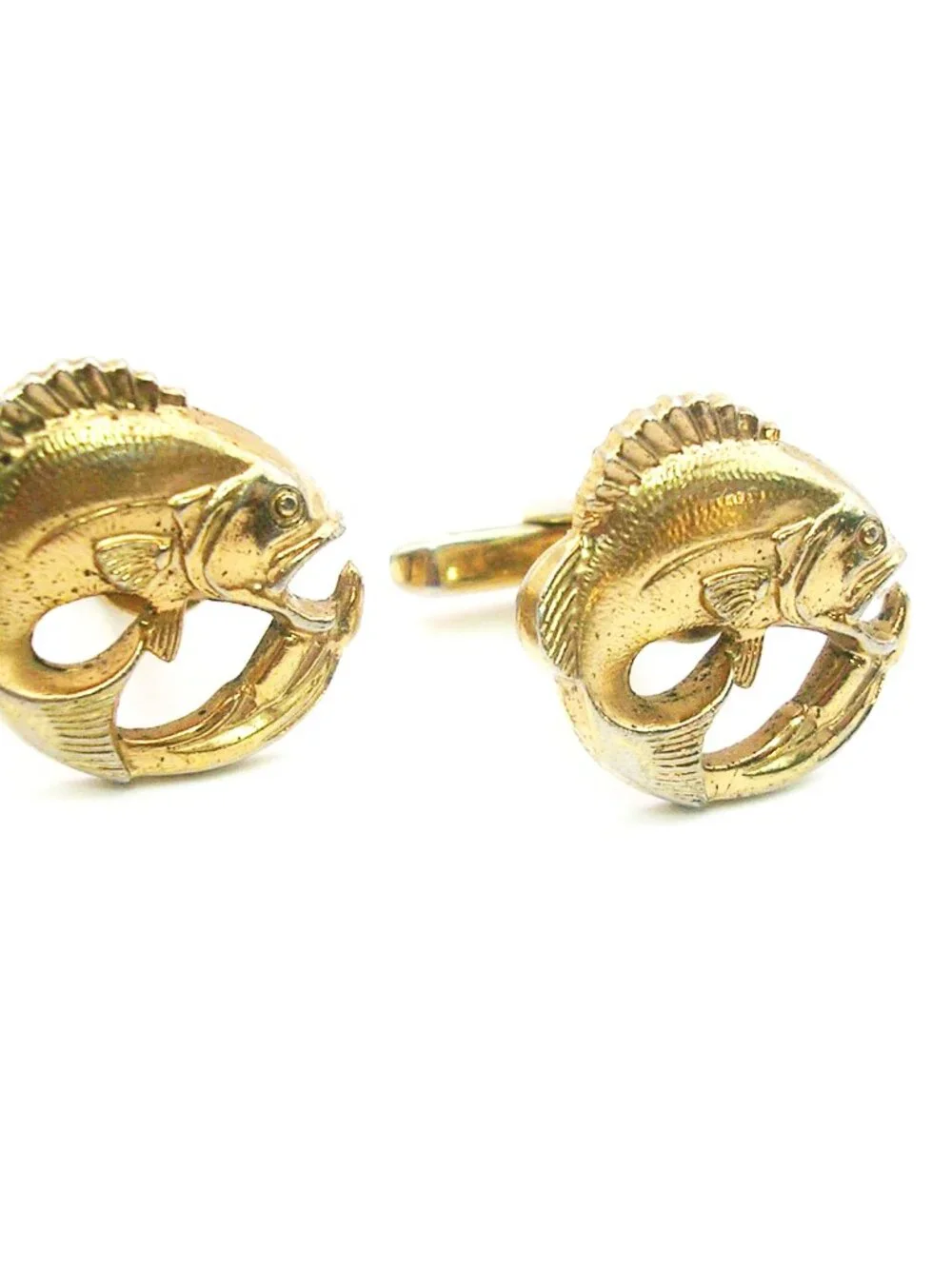 Vintage Cuff Links Bass Fish Sport Fisher Gift Men's Formal Shirt Accessory